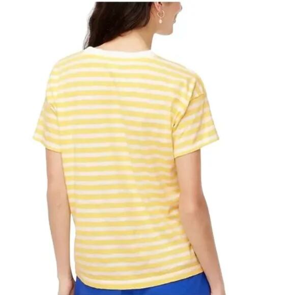 2/$15 J. Crew Striped Cotton Crewneck Tee Yellow White Short Sleeve BR265 Size M - Picture 2 of 10